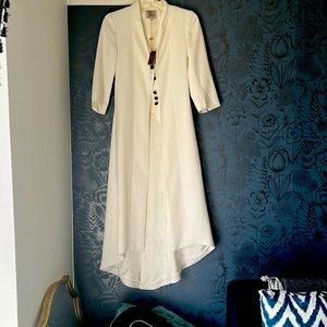 T.BA
MORGANA LONG COAT AND VEST IN WHITE MATTE VISCOSE/LINEN - both size 34